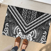 Maori Tukutuku Taniko Motifs Rubber Doormat Black Poutama Mix Kowhaiwhai LT7 - Polynesian Pride
