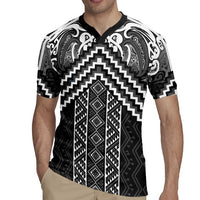 Maori Tukutuku Taniko Motifs Rugby Jersey Black Poutama Mix Kowhaiwhai LT7 - Polynesian Pride
