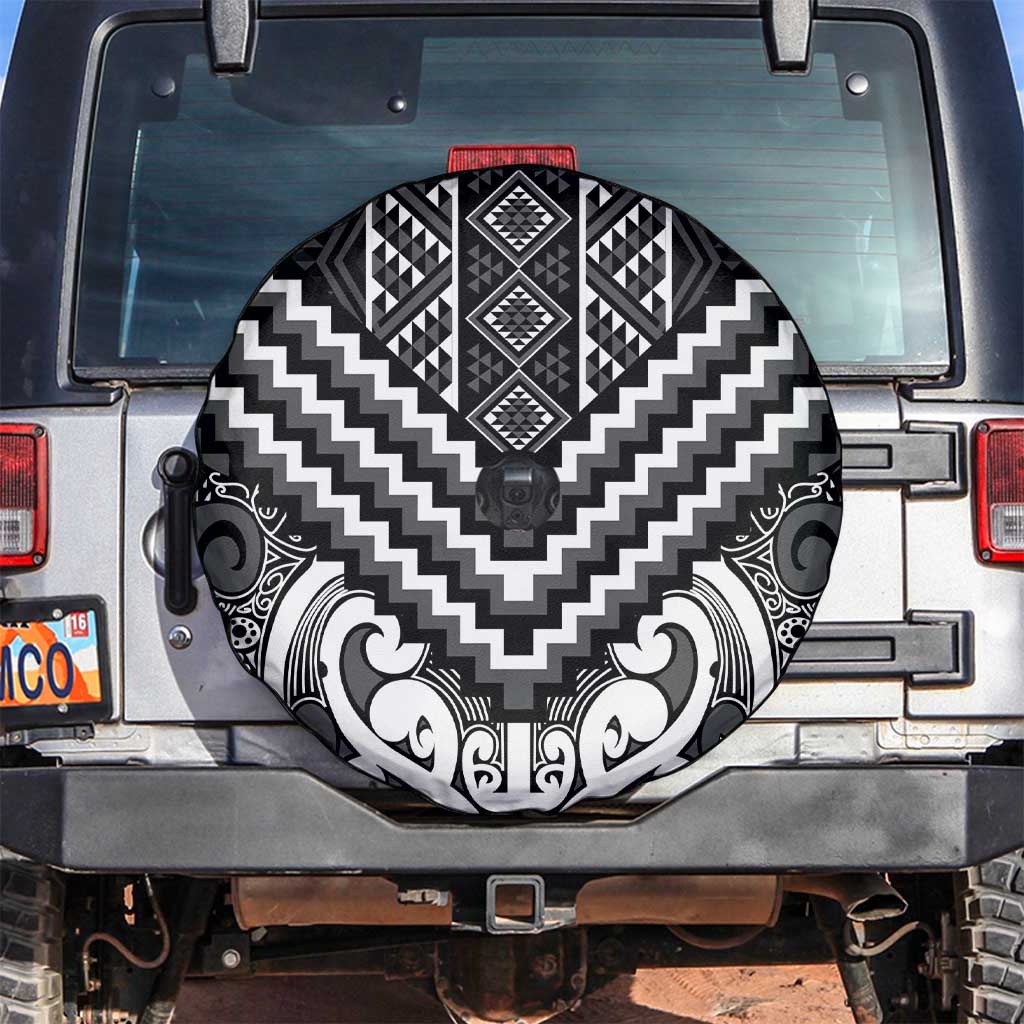 Maori Tukutuku Taniko Motifs Spare Tire Cover Black Poutama Mix Kowhaiwhai LT7 Black - Polynesian Pride