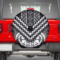 Maori Tukutuku Taniko Motifs Spare Tire Cover Black Poutama Mix Kowhaiwhai LT7 - Polynesian Pride