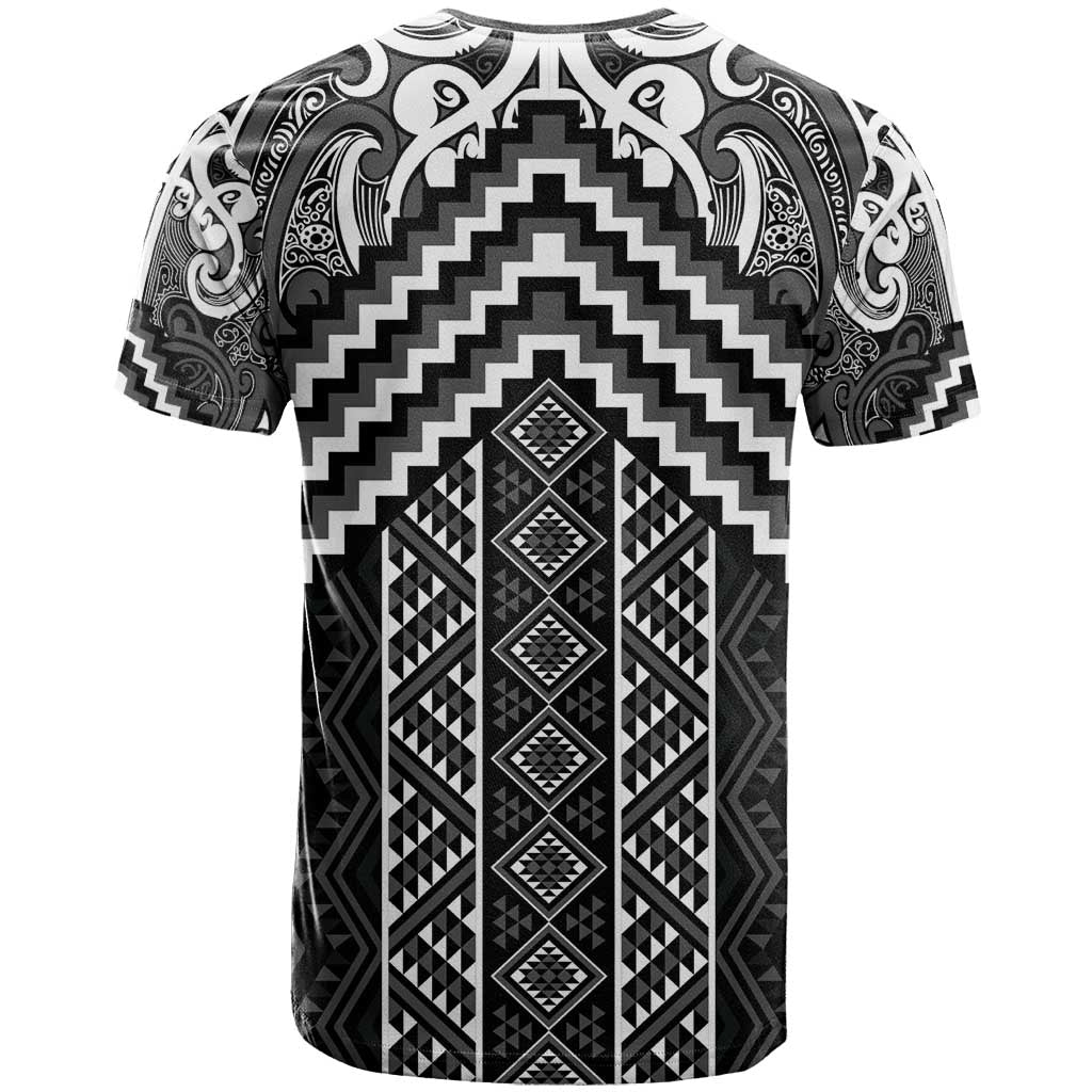 Maori Tukutuku Taniko Motifs T Shirt Black Poutama Mix Kowhaiwhai LT7 - Polynesian Pride