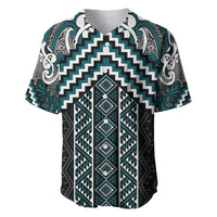 Maori Tukutuku Taniko Motifs Baseball Jersey Teal Poutama Mix Kowhaiwhai LT7 Teal - Polynesian Pride