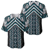 Maori Tukutuku Taniko Motifs Baseball Jersey Teal Poutama Mix Kowhaiwhai LT7 - Polynesian Pride