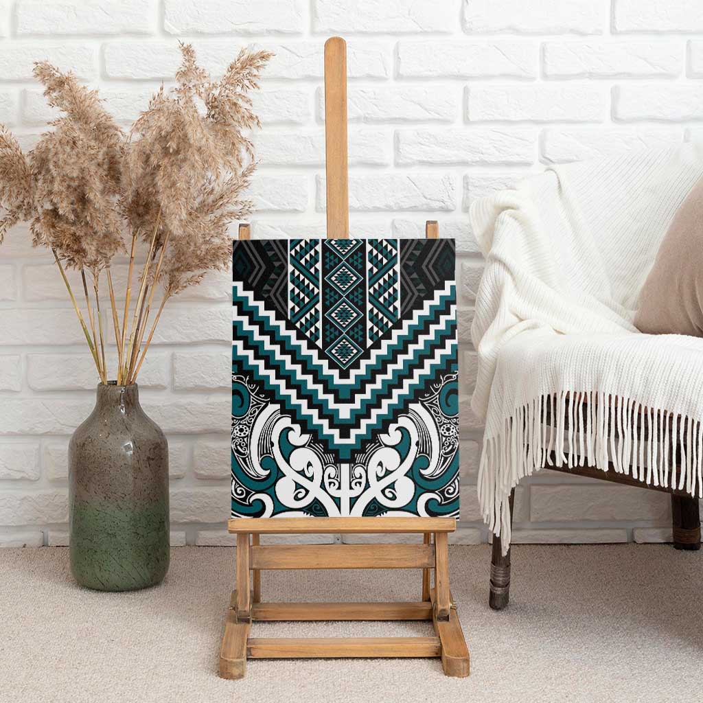 Maori Tukutuku Taniko Motifs Canvas Wall Art Teal Poutama Mix Kowhaiwhai LT7 - Polynesian Pride