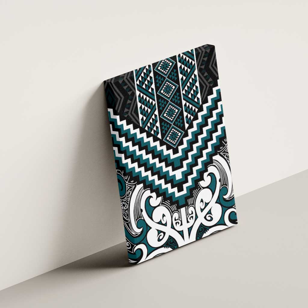 Maori Tukutuku Taniko Motifs Canvas Wall Art Teal Poutama Mix Kowhaiwhai LT7 - Polynesian Pride