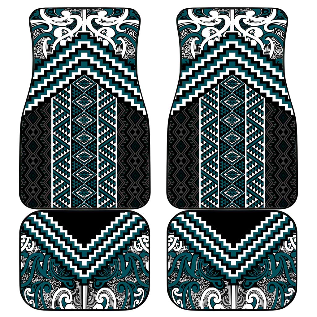 Maori Tukutuku Taniko Motifs Car Mats Teal Poutama Mix Kowhaiwhai LT7 - Polynesian Pride