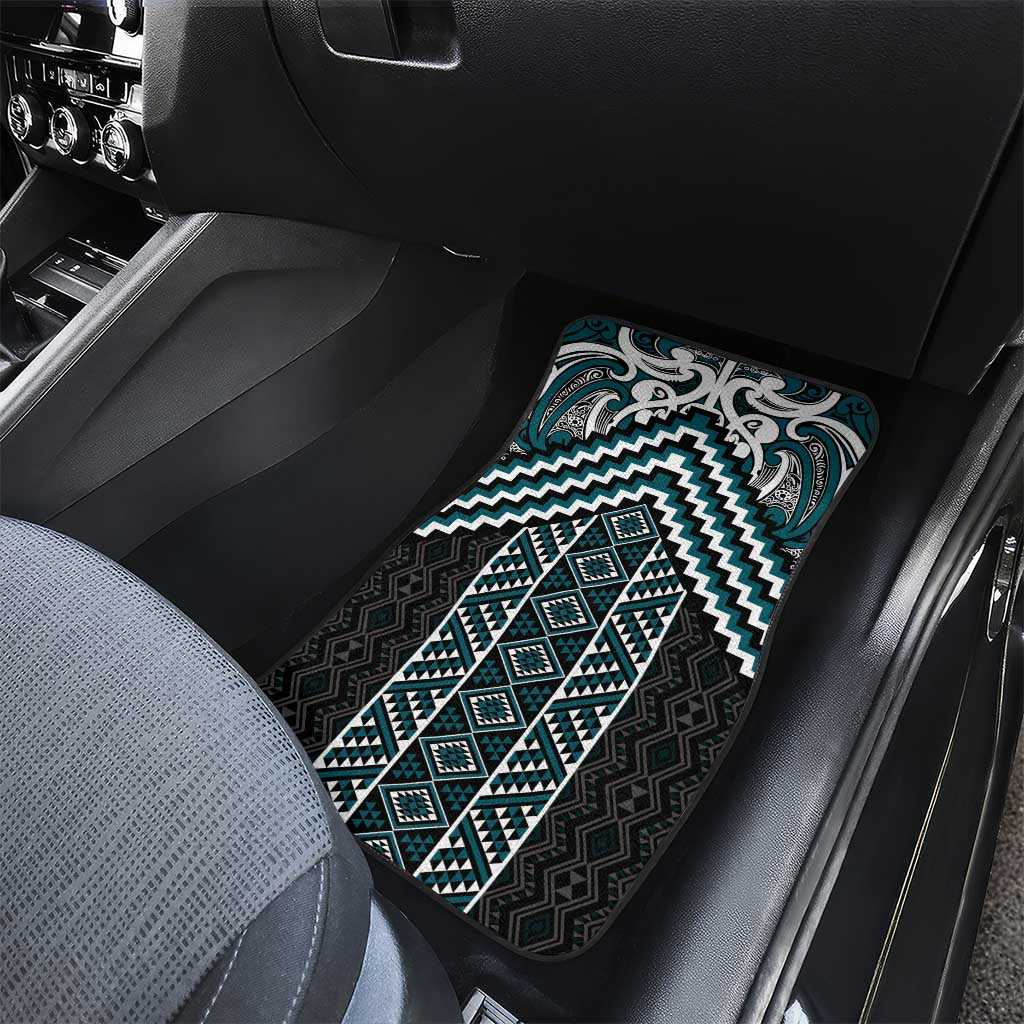 Maori Tukutuku Taniko Motifs Car Mats Teal Poutama Mix Kowhaiwhai LT7 - Polynesian Pride