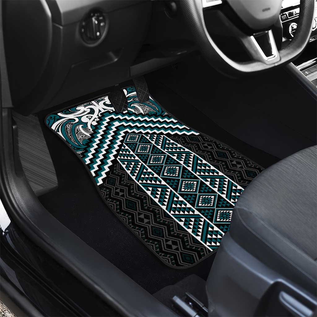 Maori Tukutuku Taniko Motifs Car Mats Teal Poutama Mix Kowhaiwhai LT7 - Polynesian Pride