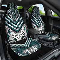 Maori Tukutuku Taniko Motifs Car Seat Cover Teal Poutama Mix Kowhaiwhai LT7 One Size Teal - Polynesian Pride