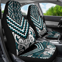 Maori Tukutuku Taniko Motifs Car Seat Cover Teal Poutama Mix Kowhaiwhai LT7 - Polynesian Pride