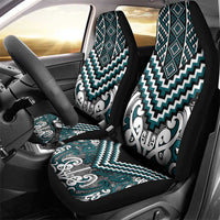 Maori Tukutuku Taniko Motifs Car Seat Cover Teal Poutama Mix Kowhaiwhai LT7 - Polynesian Pride