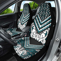 Maori Tukutuku Taniko Motifs Car Seat Cover Teal Poutama Mix Kowhaiwhai LT7 - Polynesian Pride