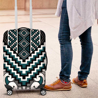 Maori Tukutuku Taniko Motifs Luggage Cover Teal Poutama Mix Kowhaiwhai LT7 Teal - Polynesian Pride