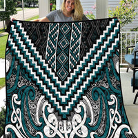 Maori Tukutuku Taniko Motifs Quilt Teal Poutama Mix Kowhaiwhai LT7 Teal - Polynesian Pride