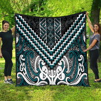Maori Tukutuku Taniko Motifs Quilt Teal Poutama Mix Kowhaiwhai LT7 - Polynesian Pride