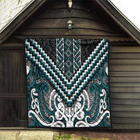 Maori Tukutuku Taniko Motifs Quilt Teal Poutama Mix Kowhaiwhai LT7 - Polynesian Pride