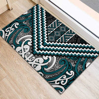 Maori Tukutuku Taniko Motifs Rubber Doormat Teal Poutama Mix Kowhaiwhai LT7 - Polynesian Pride