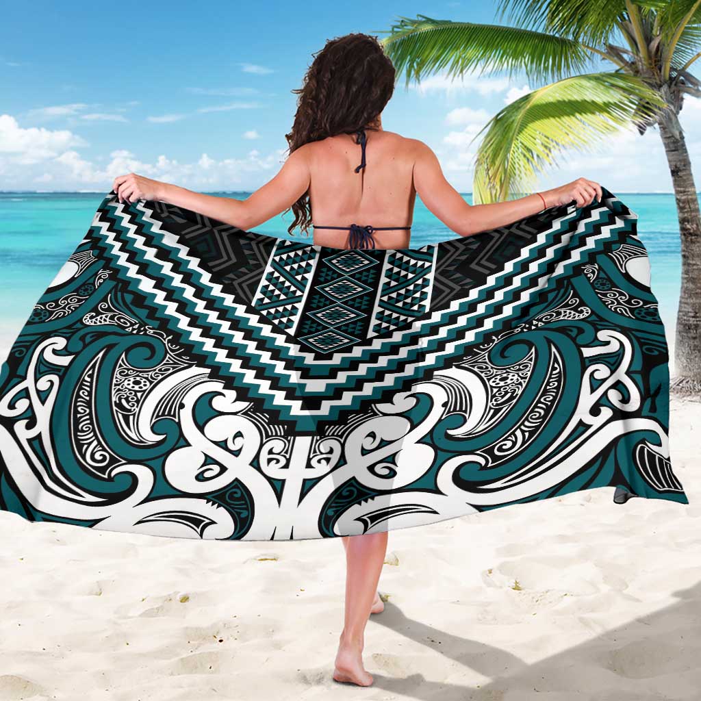 Maori Tukutuku Taniko Motifs Sarong Teal Poutama Mix Kowhaiwhai LT7 - Polynesian Pride