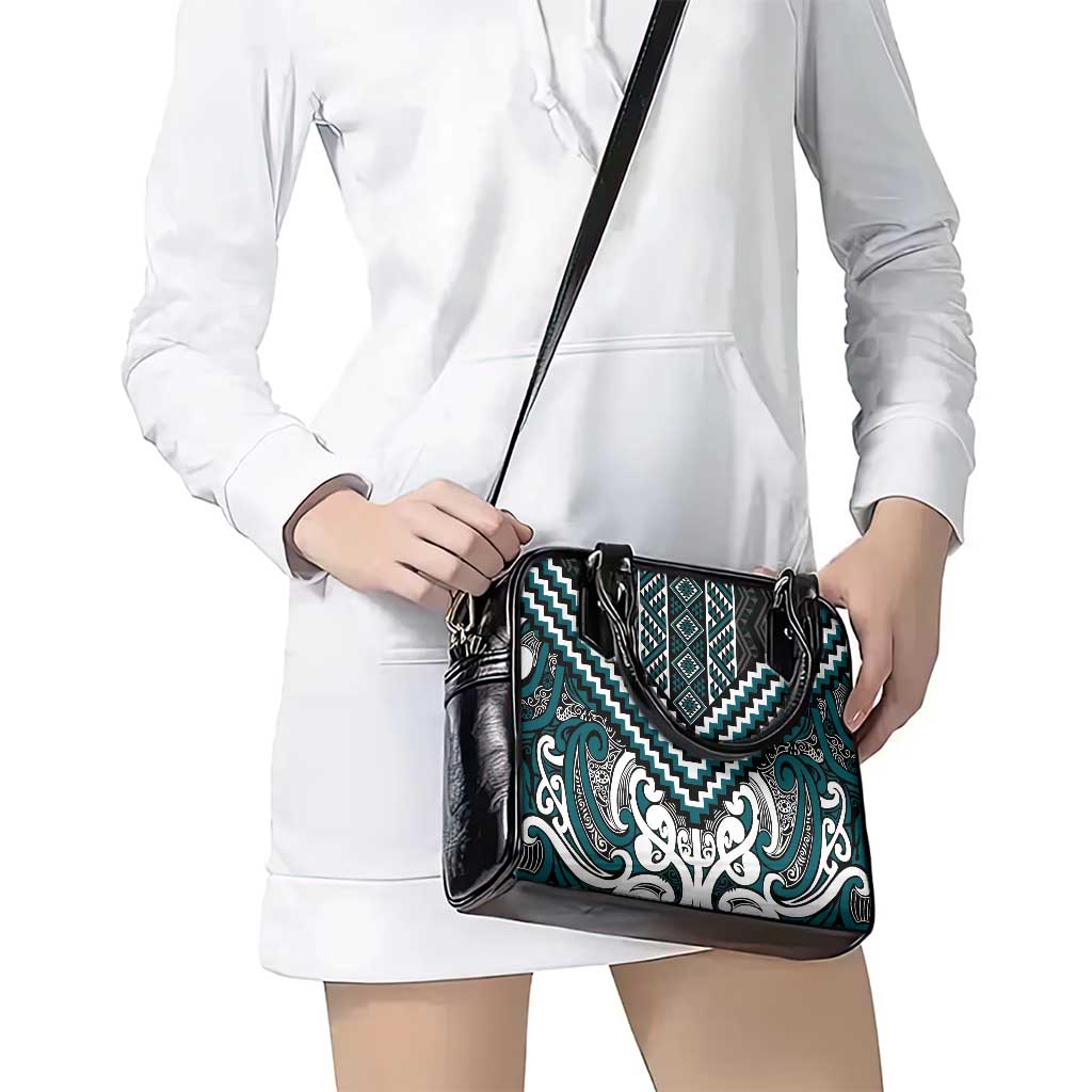 Maori Tukutuku Taniko Motifs Shoulder Handbag Teal Poutama Mix Kowhaiwhai LT7 - Polynesian Pride