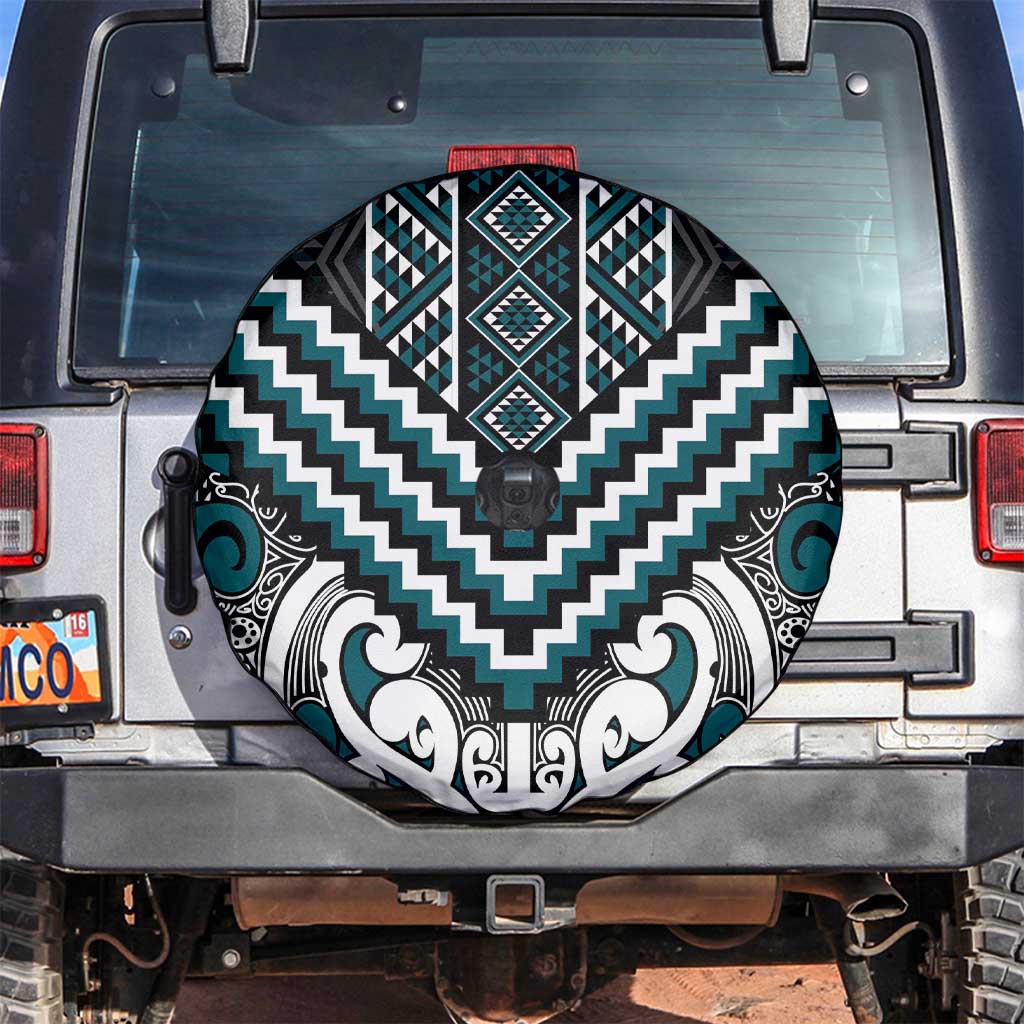 Maori Tukutuku Taniko Motifs Spare Tire Cover Teal Poutama Mix Kowhaiwhai LT7 Teal - Polynesian Pride