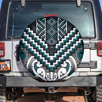 Maori Tukutuku Taniko Motifs Spare Tire Cover Teal Poutama Mix Kowhaiwhai LT7 Teal - Polynesian Pride