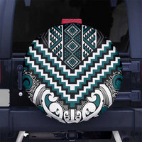 Maori Tukutuku Taniko Motifs Spare Tire Cover Teal Poutama Mix Kowhaiwhai LT7 No hole Teal - Polynesian Pride