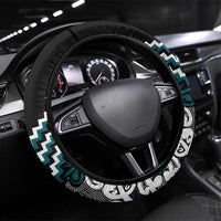 Maori Tukutuku Taniko Motifs Steering Wheel Cover Teal Poutama Mix Kowhaiwhai LT7 Universal Fit Teal - Polynesian Pride