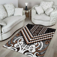 Maori Tukutuku Taniko Motifs Area Rug Brown Poutama Mix Kowhaiwhai LT7 - Polynesian Pride