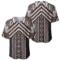 Maori Tukutuku Taniko Motifs Baseball Jersey Brown Poutama Mix Kowhaiwhai LT7 - Polynesian Pride
