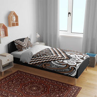 Maori Tukutuku Taniko Motifs Bedding Set Brown Poutama Mix Kowhaiwhai