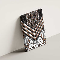 Maori Tukutuku Taniko Motifs Canvas Wall Art Brown Poutama Mix Kowhaiwhai LT7 - Polynesian Pride