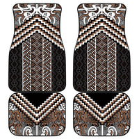 Maori Tukutuku Taniko Motifs Car Mats Brown Poutama Mix Kowhaiwhai LT7 - Polynesian Pride