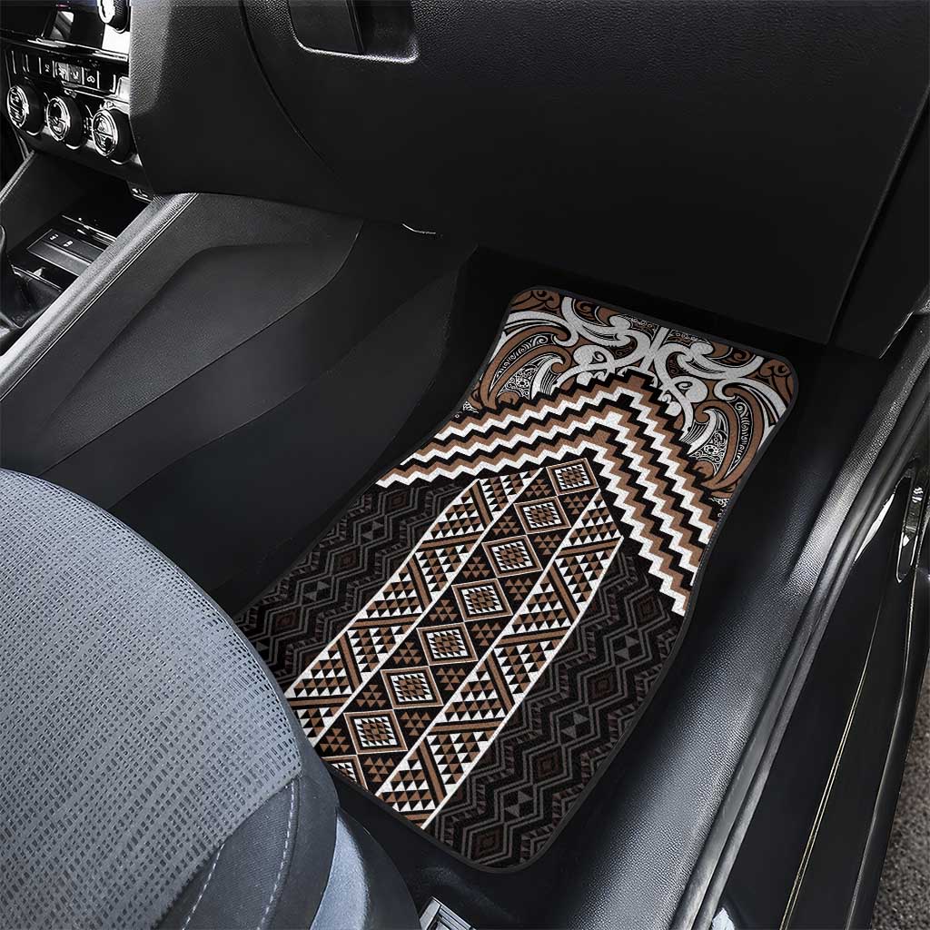 Maori Tukutuku Taniko Motifs Car Mats Brown Poutama Mix Kowhaiwhai LT7 - Polynesian Pride