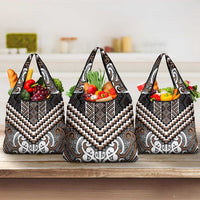 Maori Tukutuku Taniko Motifs Grocery Bag Brown Poutama Mix Kowhaiwhai LT7 3-pack One Size Brown - Polynesian Pride
