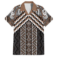 Maori Tukutuku Taniko Motifs Hawaiian Shirt Brown Poutama Mix Kowhaiwhai LT7 Brown - Polynesian Pride