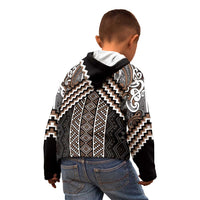 Maori Tukutuku Taniko Motifs Kid Hoodie Brown Poutama Mix Kowhaiwhai LT7 - Polynesian Pride