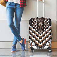 Maori Tukutuku Taniko Motifs Luggage Cover Brown Poutama Mix Kowhaiwhai LT7 - Polynesian Pride