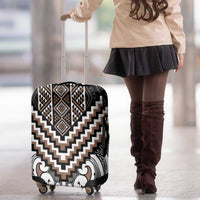 Maori Tukutuku Taniko Motifs Luggage Cover Brown Poutama Mix Kowhaiwhai LT7 - Polynesian Pride
