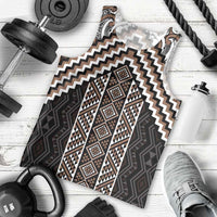 Maori Tukutuku Taniko Motifs Men Tank Top Brown Poutama Mix Kowhaiwhai LT7 - Polynesian Pride