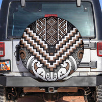 Maori Tukutuku Taniko Motifs Spare Tire Cover Brown Poutama Mix Kowhaiwhai LT7 Brown - Polynesian Pride
