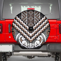Maori Tukutuku Taniko Motifs Spare Tire Cover Brown Poutama Mix Kowhaiwhai LT7 - Polynesian Pride