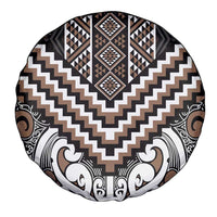 Maori Tukutuku Taniko Motifs Spare Tire Cover Brown Poutama Mix Kowhaiwhai LT7 - Polynesian Pride