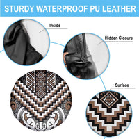 Maori Tukutuku Taniko Motifs Spare Tire Cover Brown Poutama Mix Kowhaiwhai LT7 - Polynesian Pride