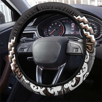 Maori Tukutuku Taniko Motifs Steering Wheel Cover Brown Poutama Mix Kowhaiwhai LT7 - Polynesian Pride