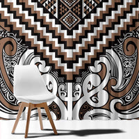 Maori Tukutuku Taniko Motifs Window Curtain Brown Poutama Mix Kowhaiwhai LT7 - Polynesian Pride