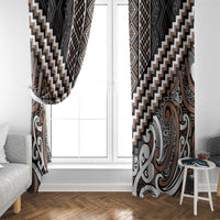 Maori Tukutuku Taniko Motifs Window Curtain Brown Poutama Mix Kowhaiwhai LT7 - Polynesian Pride
