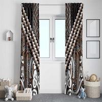 Maori Tukutuku Taniko Motifs Window Curtain Brown Poutama Mix Kowhaiwhai LT7 - Polynesian Pride