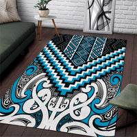 Maori Tukutuku Taniko Motifs Area Rug Turquoise Poutama Mix Kowhaiwhai LT7 Turquoise - Polynesian Pride