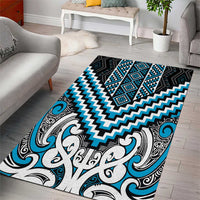 Maori Tukutuku Taniko Motifs Area Rug Turquoise Poutama Mix Kowhaiwhai LT7 - Polynesian Pride