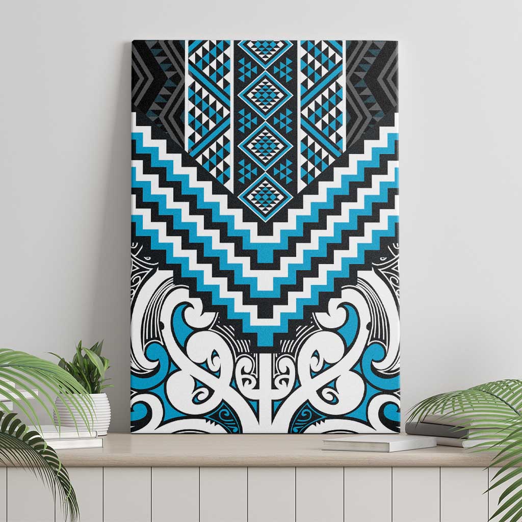 Maori Tukutuku Taniko Motifs Canvas Wall Art Turquoise Poutama Mix Kowhaiwhai LT7 - Polynesian Pride